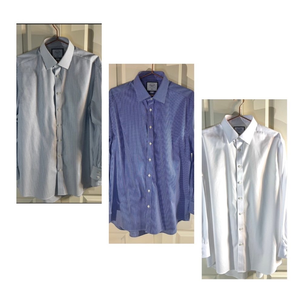 Charles Tyrwhitt Blue and White Dress Shirts Trio 16.5/34